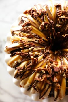 a cake that has been decorated with nuts