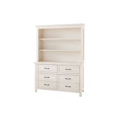 a white bookcase with drawers on top