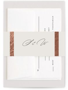 a white and brown wedding card with the word be us on it