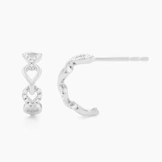 SKU# E-10742 Diamond Weight 0.05cts Earrings Height 10.50 mm Width 4.10 mm. Post back closure Finish 14k gold plated sterling silver or in sterling silver. Avoid contact with anything containing derivatives of alcohol. Vs1 Diamond, Diamond Huggies, Demi Fine Jewelry, Huggie Earrings, Recycled Sterling Silver, Conflict Free Diamonds, Real Diamonds, Huggies Earrings, Modern Jewelry