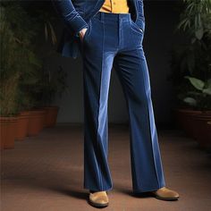 Season:Spring   Fall; Fabric:Polyester; Gender:Men's; Style:Fashion,Casual,Chic  Modern; Occasion:Business,Daily,Holiday; Fit Type:Regular Fit; Function:Comfort; Waistline:Mid Waist; Pattern:Plain; Design:Pocket; Brand:OUKU; Pants Type:Velvet Pants,Suit Pants,Flared Pants,Trousers,Dress Pants; Fly Type:Button; Front page:FF; Listing Date:11/22/2023; Hips:; Length:; Waist: Slim Fit Wide Leg Dress Pants With Pockets, Wide Leg Slim Fit Dress Pants With Pockets, Non-stretch Blue Winter Pants, Non-stretch Blue Bottoms For Fall, Fall Wide-leg Slim Fit Dress Pants, Blue Wide Leg Winter Pants, Blue Wide Leg Pants For Winter, Fitted Denim Blue Pants For Business Casual, Slim Fit Wide Leg Bottoms For Fall