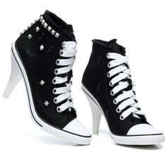 Spring Sneakers Women, Heel Sneakers, Camping Shoes, Basket Style, Black High Heel Boots, Lace Up High Heels, Spring Boots, High Heel Sneakers, Studded Denim