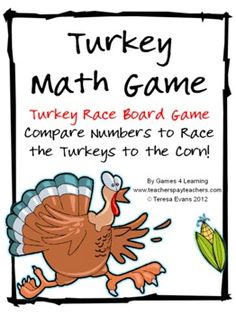 a turkey math game with numbers to race on it's back and an image of a