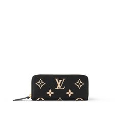 LOUIS VUITTON® - Clémence Wallet - Black/beige Louis Vuitton Clemence Wallet, Monogram Pattern, Louis Vuitton Official, Monogrammed Leather, Small Leather Goods, Long Wallet, Cowhide Leather, Wallets For Women, Women Collection