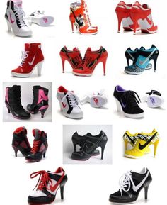 Nike heels Nike Heels Sneakers, Nike High Heel, Jorden Heels Nike, Footwear For Women Wedding, Edgy High-top Heels With Reinforced Heel, Punk High-top Platform Heels, Carolyn Davidson