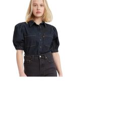 Trendy Fashion LEVI'S WOMEN'S ALICE SHORT SLEEVE DENIM BLOUSE - SELECT COLOR & SIZE MSRP $49.99, Women's Coats, Jackets & Vests Trendy Fitted Blouse With Puff Sleeves, Fitted Dark Wash Shirt For Summer, Casual Button-up Puff Sleeve Top, Casual Button-up Puff Sleeve Top With Button Closure, Casual Puff Sleeve T-shirt For Fall, Trendy Spring Denim Top With Puff Sleeves, Casual Puff Sleeve Button-up Top, Non-stretch Short Sleeve Summer Shirt, Fall Denim Puff Sleeve Top