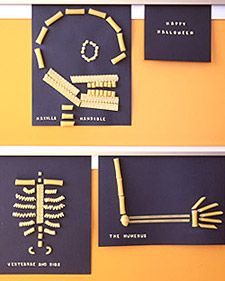 three different types of paper cut out to look like human bones and skeleton with the words happy halloween written on them