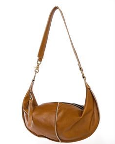 Luxury Brown Baguette Bag For Everyday Use, Cognac Shoulder Bag With Handle Drop For Everyday, Luxury Baguette Bag With Leather Handles For Everyday Use, Cognac Hobo Bag With Detachable Strap For On-the-go, Luxury Hobo Bag With Removable Pouch For Everyday, Soft Leather Satchel Baguette Bag For Everyday Use, Everyday Shoulder Bag With Detachable Strap, Hobo Shape, Everyday Hobo Shoulder Bag With Detachable Strap, Everyday Cognac Satchel With Handle Drop