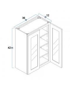 an image of a cabinet with the door open and shelves on each side, showing measurements for