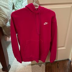 Hot Pink Nike Size Small Hoodie, Never Worn. Hot Pink Nike Hoodie, Nike Crew Neck Hoodie For Winter, Nike Fall Hoodie With Ribbed Cuffs, Nike Hoodie With Drawstring Hood For Fall, Nike Hoodie Sweatshirt For Winter, Nike Winter Hoodie With Kangaroo Pocket, Nike Casual Fleece Hooded Jacket, Nike Long Sleeve Sweatshirt With Drawstring Hood, Nike Casual Hooded Jacket With Drawstring