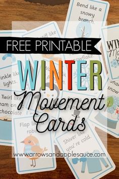 free printable winter movement cards for kids