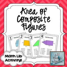 the area of compositee figures task cards for math and reading practice with pictures on them