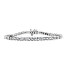 Heads will turn when wearing the exquisite Gatz Emerald Cut Diamond Tennis Bracelet. A unique take on a classic tennis bracelet, this stunning style is a must have! Metal: 14k White Gold / 14k Yellow Gold 17 Emerald Cut Natural Diamonds: Approx. 1.64 ctw G Color and VS-SI Clarity Diamonds Length: 7 inches Features 2 inches of emerald cut bezeled diamonds + 5 inches of gold bezel illusion setting Closure: Box lock with safety latch Looking for a different size? Please email us. Diamond Bangles Bracelet, Have Metal, Bridal Bands, Band Bracelet, Tennis Necklace, Diamond Bangle, Tennis Bracelet Diamond, Womens Wedding Bands, Ring Fit