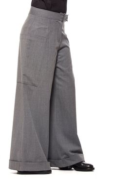 "Palazzo Pants, Wide Leg Pants, Wool Pants Women's long gray wide leg palazzo pants for your business or formal occasion look. These minimalist winter trousers feature button and zipper closure, mid-rise, and a loose, comfortable fit. KEY FEATURES - Oversized, slightly baggy - Big Front Pockets - Custom size plus size available at NO EXTRA CHARGE - just convo me or write your measurements at checkout 🌀 Materials & Care 95% Wool; 5% Elastane Hand washes inside out with similar color clothes Gray Wide Leg Full Length Pants For Formal Occasions, Gray Formal Wide Leg Full Length Pants, Gray Wide Leg Pants For Formal Occasions, Elegant Gray Wide Leg Workwear Pants, Formal Gray Wide-leg Pants, Formal Gray Wide Leg Pants, Elegant Gray Wide Leg Pants For Work, Elegant Wide Leg Gray Bottoms, Elegant Gray Wide Leg Pants For Business Casual