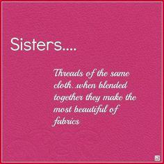 the words sisters are written in white on a pink leather background with an ornate frame