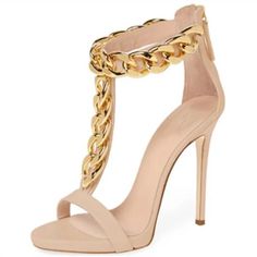 TAAFO Women's Sandals Chain Decoration High Heel Sandals Women's Shoes Beige-34 Summer Sandals With Ankle Strap And Chain Detail, Summer Ankle Strap Sandals With Chain Strap, Summer Evening Sandals With Chain Detail, High Heel Chain Sandals For Summer, High Heel Sandals With Chain For Summer, Summer Heels With Ankle Strap And Chain Detail, Chic Open Toe Sandals With Chain Detail, Summer High Heel Sandals With Chain, Elegant Summer Sandals With Chain Strap