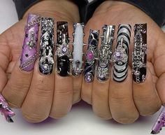 Nail Art Goth, Whimsigoth Nails, Halloween Nails Square, Special Occasion Nails, Square Nails Long, Goth Nail Art, Bold Nails, Nail Aesthetics, Occasion Nails