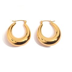 PRICES MAY VARY. Suitable Size: The size of hoops are 3.2 cm (high) + 2.8 cm (wide), hence makes it suitable for ears of any size Novel Design: The 18K gold-plated elegant hoops crafted with S925 sterling silver posts come with a stylish atmospheric design; It is perfect to put on everyday and wherever you go High-Quality Material: The attractive 18K amazing earrings are handmade of high-quality material; It will not fade or rust; It is hypoallergenic and 100% cadmium-free, lead-free and nickel- Classy Hoop Earrings, Trendy Earrings Hoops, Every Jewels Earrings, Gold Earring Hoops, Cute Cheap Jewelry, Cute Gold Hoop Earrings, Dark Gold Jewelry, Thick Gold Earrings, Trendy Gold Hoop Earrings