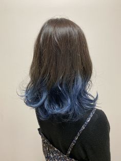 Blue Dye On Brown Hair, Frosted Tips Hair, Brown Hair Fade, Faded Blue Hair, Coolest Hairstyles, Dyed Ends Of Hair