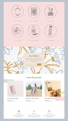 the website design is designed to look like it has many different things on it, including flowers