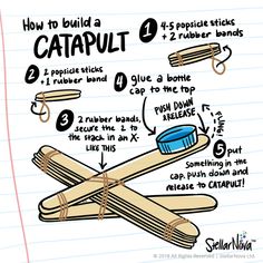 how to build a catapult diagram with instructions on the top and bottom part