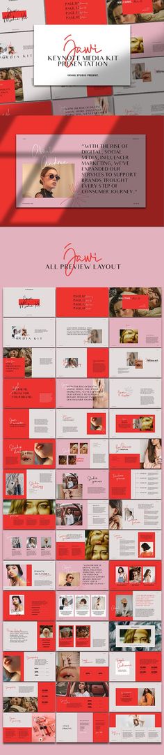 JAWI - Keynote Media Kit Templates Modern Moodboard, Report Layout, Pastel Photography, Aesthetic Blog, Media Kit Template