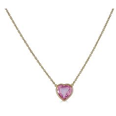 Pink Tourmaline Heart Necklace - Alexis Jae Jewelry Pink 14k Gold Jewelry With Heart Charm, 14k Gold Pink Jewelry With Heart Charm, Elegant Pink Open Heart Necklace, Pink Heart Gemstone Pendant Necklace, Pink Heart Cut Gemstone Necklace, Pink Gemstone Necklace In 14k Gold, Pink 14k Gold Pendant Necklace, Pink Gemstone Heart Necklace, Pink Fine Jewelry Necklace For Valentine's Day