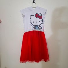 New Red Tulle Dress, Sleeveless, Ruffle, Hello Kitty Tutu, Red Tulle Dress, Hello Kitty Hoodie, Hello Kitty Dress, Pink Long Dress, Rompers For Kids, Long Tank Tops, Floral Chiffon Dress, Geometric Print Dress