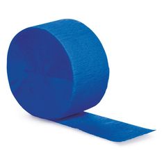 a roll of blue toilet paper on a white background