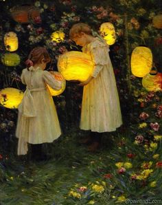 Japanese Lanterns by Luther Emerson Van Gorder Reproduction Painting for Sale John Sargent, Art Mini Toile, Galleria D'arte, Japanese Lanterns, John Singer Sargent, Hur Man Målar, Alphonse Mucha, Daily Painting, Art Et Illustration