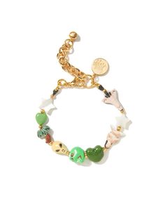 I'm out of this world 💚🌴👽 6" Ceramic and glass charm bracelet 1.5" extension Gold plated brass hardware Can be worn as an anklet. Please indicate ankle circumference measurement at checkout so we can make sure it fits as an anklet. Handmade in New York City. Due to the handmade nature of our products, some charms may vary in color and style or be replaced if unavailable. Please allow 5-7 business days for production. Space Bracelet, Word Bracelet, Beaded Necklace Diy, Bead Charm Bracelet, In Space, Out Of This World, Diy Necklace, Brass Hardware, Cute Jewelry