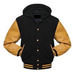 Product Description: Experience unmatched style and comfort with our **Premium Varsity Hoodie Jacket designed for both men and women. Crafted with a luxurious combination of **genuine leather sleeves** and a **premium wool body this jacket offers warmth, durability, and a timeless varsity look.  Perfect for casual outings or layering in cooler weather, the jacket features: - **High-quality polyester lining** for superior warmth and comfort. - **Button-closure front** for a classic, sleek design. Custom Varsity Jackets, Leather Varsity Jackets, Varsity Letterman Jackets, College Jackets, Letterman Jackets, Baseball Varsity Jacket, Leather Sleeves, Letterman Jacket, Leather Sleeve