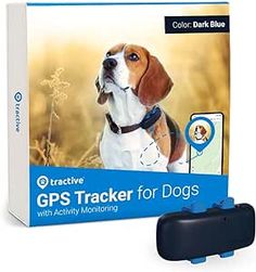 the gps tracker for dogs with activity monitoring is shown in front of an image of a dog