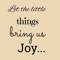 the words let the little things bring us joy are shown in black on a beige background