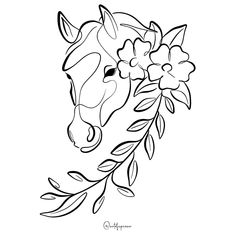 a horse's head with flowers on it