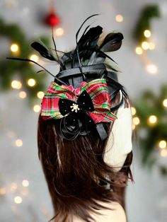 Plaid Bow Satin Christmas Fascinator Introducing the Plaid Bow Satin Christmas Fascinator by The Head Mistress ! Satin bow style Fascinator on a clip. Elevate your holiday look with this exquisite fascinator designed to make you stand out during the festive season. Main Features: Festive Elegance: Add a touch of Christmas spirit to your outfit with this eye-catching fascinator. Premium Quality: Crafted with high-quality materials for durability and a stylish appearance. Unique Design: Stand out Adjustable Ribbon Headpieces For Parties, Adjustable Satin Bow Headpiece For Party, Adjustable Bow Fascinator For Party, Party Fascinator With Ribbon, Decorative Bow Headband For Party, Adjustable Party Fascinator With Bow, Satin Bow Headband For Party, Holiday Headband Gift, Party Satin Bow Headband