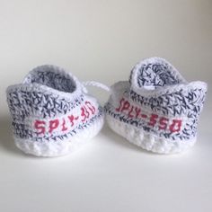 "~~Made & Shipped in USA~~ These Crochet Yeezy Boost 350 Style Baby Shoes are a super popular, trendy style of baby sneakers! These shoes make a great baby gift! **This item is Made-to-order. Please scroll down to the \"Shipping\" section for current production time and estimated delivery date.** Colors choices: -Frozen (neon yellow) -Black & White If you like these, check out the other shoes I have in my shop here: https://etsy.me/32VHMoi I love making custom orders, so if other colors Casual Booties With Soft Sole As Gift, Spring White Booties As Gift, White Booties For First Birthday In Spring, Playful White Booties For Playtime, White Booties For First Birthday Spring, Casual White Handmade Booties, White Soft Sole Booties For First Birthday, Cute White Low-top Booties, Non-slip White Booties For First Birthday