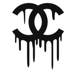 the chanel logo is dripping in black and white, with drips on it