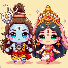 Cute Shiva and Parvati artwork Cute Shiva, Mata Parvati, Shiva And Parvati, Shiv Shakti, Chinese Anime, Cartoon Artist, Har Mahadev, Cute Drawing