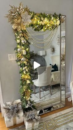 a mirror that has some decorations on it