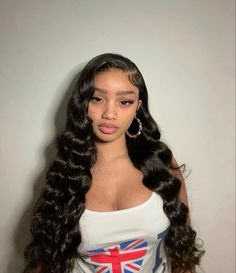 Prom Hair Middle Part, Curled Side Part, Prom Wig Hairstyles, Side Part Wig Hairstyles, Senior Hairstyles, 21st Birthday Hairstyles, Bday Hair, Hairstyles 2024