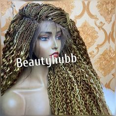 Micro Braids with curls, Micro Braid Wig, Wig for Black Women, Braid Wig, Lace Front Wig, Braid Lace Wig, Twist braided wig, Twist Braid Wig by Beautyhubb on Etsy Micro Braids With Curls, Curled Box Braids, Braid Wigs, Braid Wig, Twist Braid, Wig For Black Women, Box Braid Wig, Micro Braids, Quality Wigs