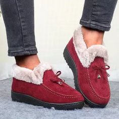 US$ 29.99 - Women's Low Heel Warm Non-slip Cotton Shoes - www.lookshepretty.com Velvet Flats, Winter Shoes For Women, Warm Shoes, Slip On Boots