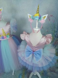 This cute Unicorn Birthday girls dress set including headcrown is completely made of health-safe and kid-friendly materials. Inner parts are 100% cotton and outer parts are sewed tulle and satin. We are using high quality fabrics. Pony theme colourful Costume has ankle Tutu. We can customise its length for you. It also includes unicorn hair crown as you see on the photos. We can change the colour of headcrown such as silver, gold, pink or white.. In case the product photos don't show the accesso Belle Costume, Girls Blue Dress, Birthday Girl Dress, Kids Couture, Unicorn Theme, Unicorn Hair, Pageant Dress, Flower Ball, Baby Gown