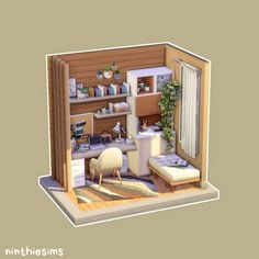 Sims Study Room Ideas, Sims 4 Cc Build Mode Living Room, Sims Student House, Sims 4 Activity Room, Sims House Outside, Base Game Sims 4 Houses Interior, Sims Study Room, The Sims 4 Study Room, Sims 4 Lounge Room Ideas