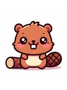 a brown teddy bear sitting on top of a log