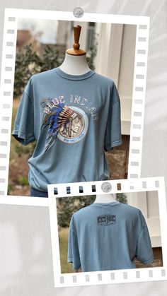 Widespread Panic-inspired Blue Indian, State of Panic T-Shirt. Printed on Ice Blue Comfort Colors heavyweight garment dye ring spun 100% cotton, it is sure to become a favorite. Stay tuned for more to come in this evolving series! 6.1 oz./yd² (US), 10 oz/L yd (CA), 100% ring spun cotton, 20 singles Garment-dyed soft ring spun fabric Relaxed fit Topstitched, classic width, rib collar Twill taped neck and shoulders Twill label Our garments are pre-shrunk during the garment dye and wash processes f Washed Blue Graphic Tee With Screen Print, Blue Washed Graphic Tee, Blue Crew Neck Washed T-shirt, Blue Washed Crew Neck T-shirt, Washed Blue Graphic Tee For Streetwear, Widespread Panic, More To Come, Blue Jean, Front Design