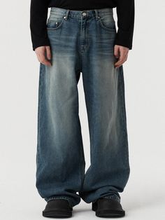 This is a trendy wide denim pants that went through a unique washing technique developed by the brand. With minimal yet unique look, you can style it in various ways for casual look. Wide silhouetteExtended lengthUnique washing Luxury Men's Wide Leg Flare Jeans, Faded Wide Leg Rigid Denim Bottoms, Baggy Wide Leg Washed Jeans, Urban Style Wide Leg Rigid Denim Pants, Urban Wide Leg Rigid Denim Pants, Wide Leg Washed Flare Jeans In Recycled Denim, Wide Leg Flare Jeans With Washed Recycled Denim, Wide Leg Flare Jeans In Washed Recycled Denim, Wide Leg Flare Jeans In Recycled Denim