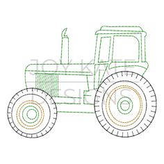 a drawing of a tractor with wheels