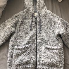 Brand New Sherpa! Got It For Christmas And It’s A Tad Too Big For Me. Size Is Small But Fits Like A M. Very Soft Cozy Warm Gray Outerwear, Comfortable Gray Outerwear For Loungewear, Gray Cozy Fit Outerwear For Loungewear, Cozy Gray Outerwear For Loungewear, Comfy Gray Winter Outerwear, Cozy Fleece Jacket For Cold Weather, Warm Comfy Fit Outerwear, Warm Comfy Outerwear, Comfy Warm Winter Outerwear